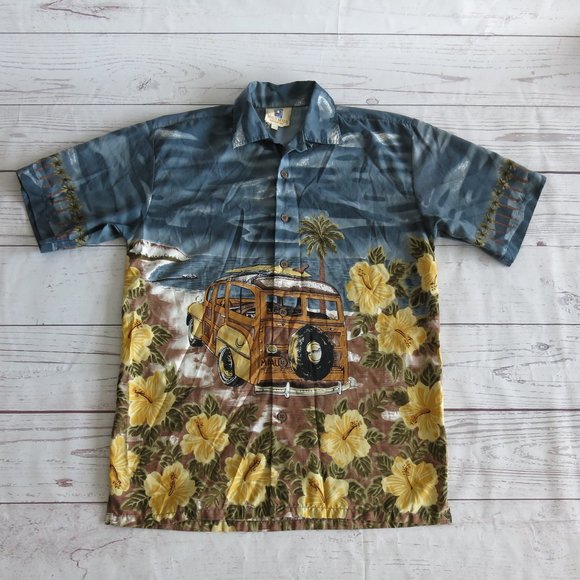 Maui Maui Hawaiian Islands Button Down Short Sleeve Hawaiian Shirt - Size 19/20 - Picture 1 of 6